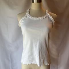 Olive des Olive 100% Cotton Cross-Back Camisole with Frills, White