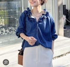 完売品 Rie Miller リエミラー フリル ギャザーデニムブラウス - メルカリ