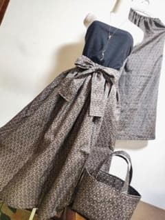 1883 大島紬リメイク☆ギャザースカート+ガウチョパンツ＆トートバッグ