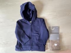 【Baby GAP】 パーカー ネイビー 70サイズ＆レッグウォーマー ベージュのサムネイル