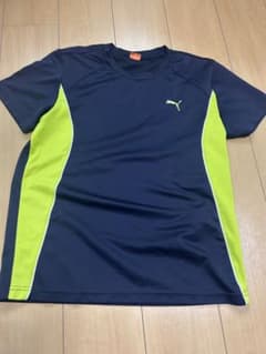 PUMA Tシャツ ネイビー×ライムグリーン スポーツウェア Lのサムネイル