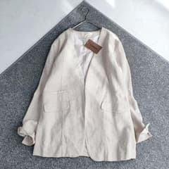 新品✨定価2.8万✦ 辺見えみり✦アウターサンセット リネンノーカラー