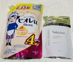 ビオレuボディソープ詰替特大1.35ℓ&サボリーノハヤラクシャンプー詰替のサムネイル