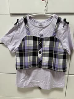チェック柄ビスチェ付き Tシャツ パープルのサムネイル