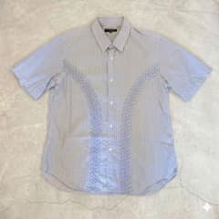 美品】コムデギャルソンオム ストライプ半袖シャツ 切り替えデザイン M 