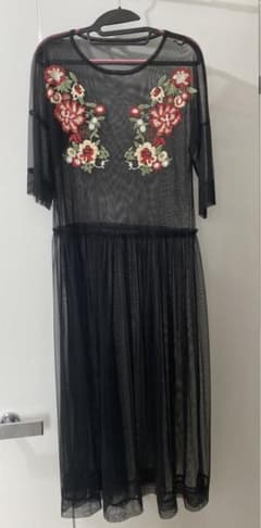 花柄刺繍 シースルー チュニック ワンピースのサムネイル