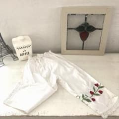 フランス　蚤の市　パリ　ペチパンツ　アイボリー　カットワーク　レース　刺繍 フランス 蚤の市 パリ ペチパンツ アイボリー カットワーク レース