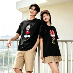 一度も使用していない ミッキー＆ミニー プリント 半袖 T シャツ BX125のサムネイル