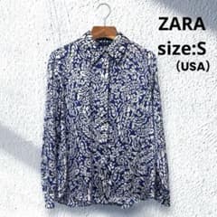 ザラ ZARA 長袖シャツ ブルー系 総柄シャツのサムネイル