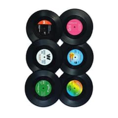 【6枚入り】レコードコースター 滑り止めシリコン レトロビニール;T414;のサムネイル
