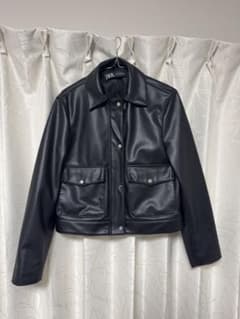 ZARA フェイクレザー ジャケット ブラック XS レディース ショート丈