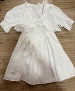 白 ワンピース ボレロ ノースリーブ ホワイト フレンチガーリー ロリータ 花柄のサムネイル