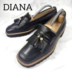 【未使用級】 DIANA 厚底 タッセルローファー 24.5 黒 レザーのサムネイル