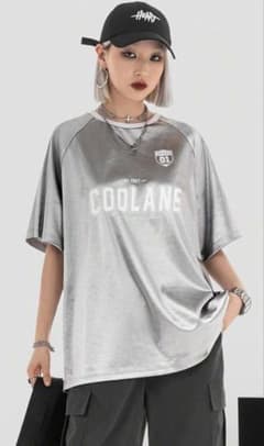 Coolane カジュアルルーズレタープリントショートスリーブTシャツのサムネイル