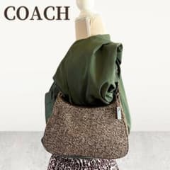 美品 COACH コーチ ワンショルダー バッグ ツイード アクセサリー