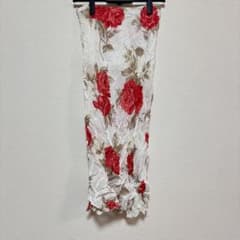 衣装✨【M相当】ナロースカート ローズ ホワイト×レッド 白 赤 バラ リメイク