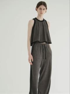 clane pile flare tank tops brown 2 - メルカリ