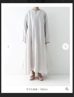 近江晒リネンタックワンピース　ライトグレーのサムネイル