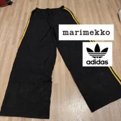  marimekko コラボ ジャージパンツ S ブラック マリメッコ アディダスコラボジャージパンツ トラックパンツ ラメ