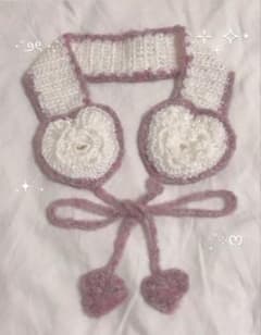 イヤーマフ ニット耳あて ハート型 ピンク ハンドメイドのサムネイル