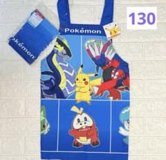 ポケモン　エプロン　サイズ130㎝　ブルー　ミライドン　コライドン　三角巾付きのサムネイル