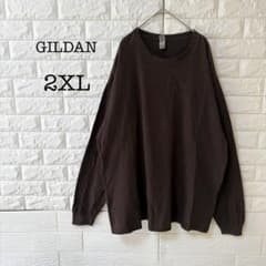 ギルダン【2XL】ロンT クルーネック 長袖 無地 茶色 綿 カジュアル