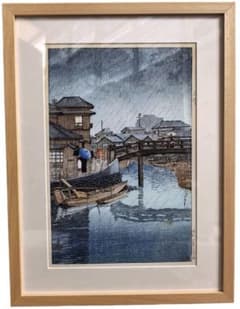 川瀬巴水「品川」昭和6年 初摺 額装 真作 木版画 川瀬巴水「品川」昭和6年 初摺 額装 真作 木版画 - メルカリ