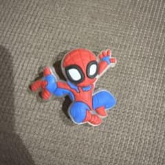 Spiderman-style shoe charms, Jibbitz sandal accessories, red x blue