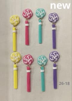 水引 ꫛꫀꪝ✧‧˚【26-1】梅結び揺れるタッセル 8個パーツ 淡カラー