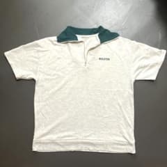 ハーフジップ 半袖Tシャツ ホワイト グリーンのサムネイル