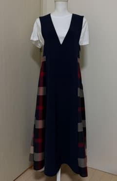 【美品】CBクレストブリッジ ネイビー Vネック ノースリーブ ロングワンピース 美品】CBクレストブリッジ ネイビー Vネック ノースリーブ ロング