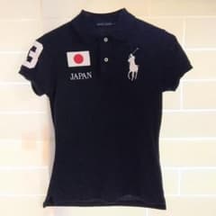 美品】ラルフローレン ポロシャツ ビッグポニー 日本国旗 紺 M 古着