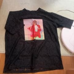 レース素材 グラフィックプリント 半袖Tシャツ ブラックのサムネイル