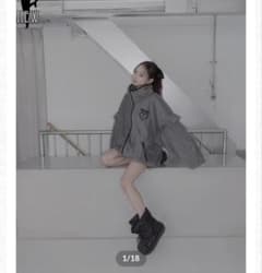 fiction tokyo 【Gray】ダブルジップフリルフリース Gray】ダブルジップフリルフリース /Double Zip Frill Fleece |