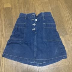 デニムブルー Aラインスカート ボタン付きのサムネイル