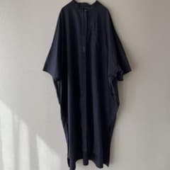 ミズイロインド　mizuiroind シャツワンピース　ネイビー