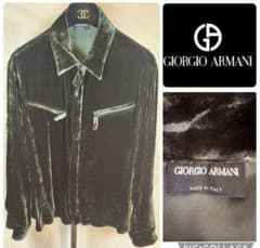 GIORGIO ARMANI 長袖シャツ　ベロア生地　ジップアップシャツ GIORGIO ARMANI 長袖シャツ ベロア生地 ジップアップシャツ - メルカリ