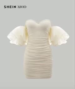 SHEIN MOD アイボリー フリル袖 ワンピースのサムネイル