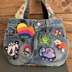 ハンドメイド デニムリメイク バッグ アニマル 楕円底 2way 52 - メルカリ