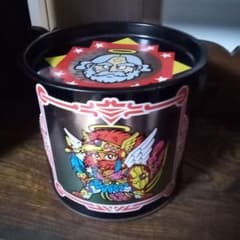 レア ビックリマン 缶ケース 黒 当時物 お菓子缶 昭和レトロ ヘッド