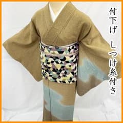 601mh8☆付下げ シンプル 暈し 黄土色×水色☆しつけ付き美品 601mh8☆付下げ シンプル 暈し 黄土色×水色☆しつけ付き美品 - メルカリ