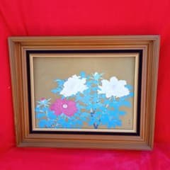 牡丹の花と蝶の日本画額装 牡丹画 額装 日本画 花鳥画 インテリア 岩絵具 佳草 - メルカリ