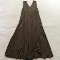 美品　CABaN　キュプラポリエステルスムース Vネックワンピース オリーブ　S 美品 CABaN キュプラポリエステルスムース Vネックワンピース オリーブ