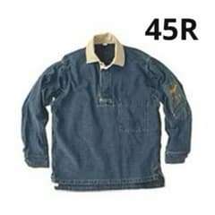 美品☆45R☆麦サテン×チノの908ヨットマンシャツ（インディゴ加工
