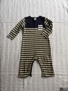 PETIT BATEAU ボーダー ロンパース カーキのサムネイル