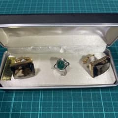 中古　出雲国産めのう カフリンクス タイピン セットのサムネイル