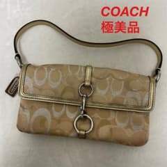 【極美品】 COACH ポピー ハンドバッグ アクセサリーポーチ ワンハンドル COACH コーチ アクセサリーポーチ ハンドバッグ フック ゴールド