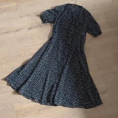 ANAYI アナイ ジョーゼット ドット ハートプリント ワンピース 38 黒