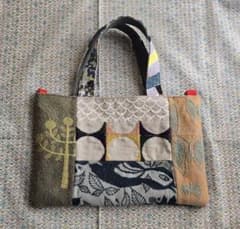 ミナペルホネン ハギレをパッチワーク ふっくらまるみのトートバッグ