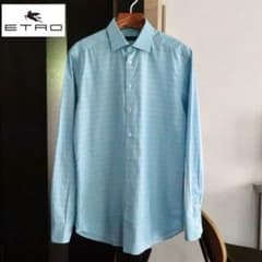 ETRO エトロ ギザギザ×ストライプ コットン長袖シャツ イタリア製 41 ETRO エトロ ギザギザ×ストライプ コットン長袖シャツ イタリア製 41